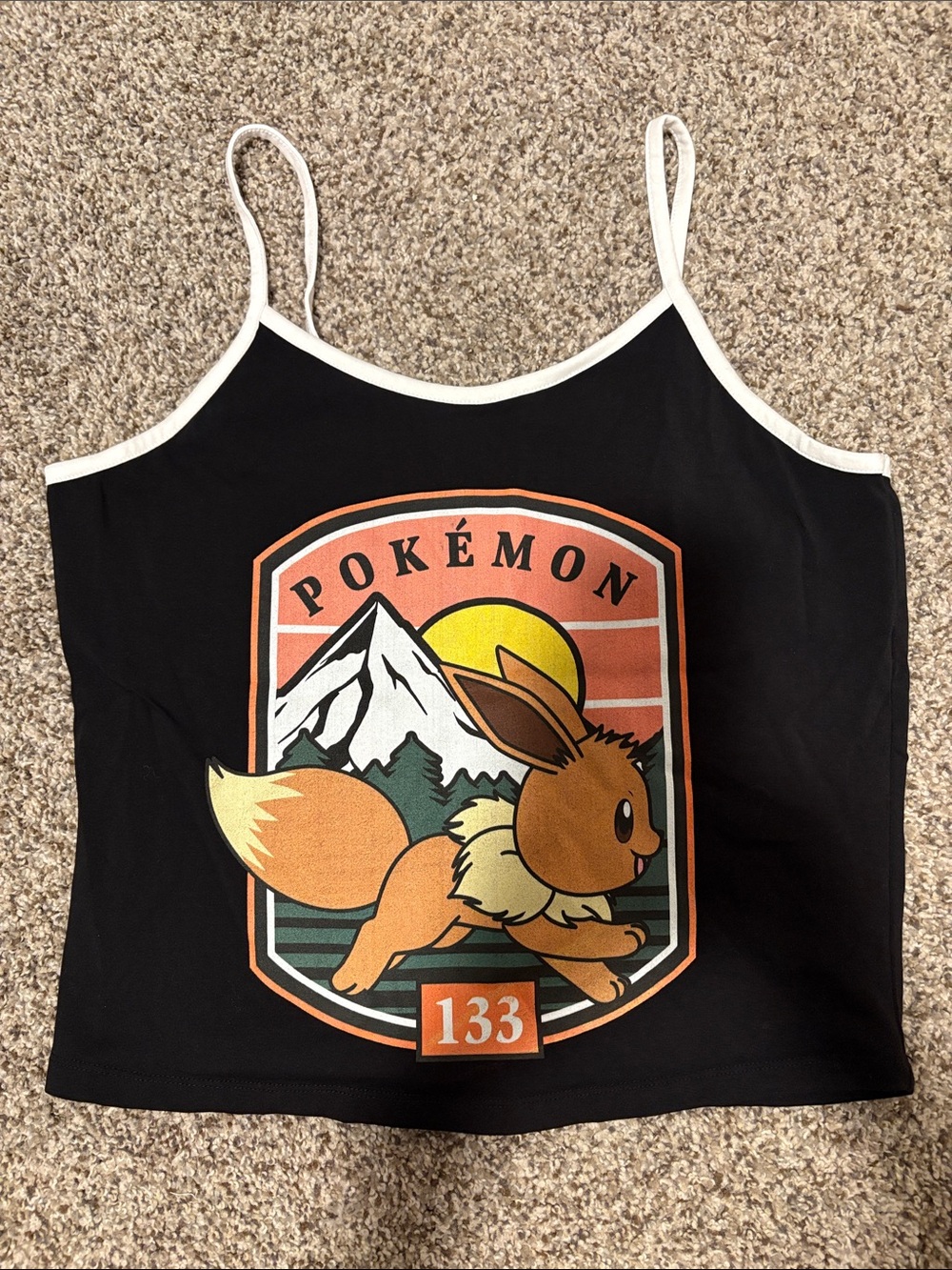 Women’s Pokémon Eevee Graphic Tank Top - Black with Orange